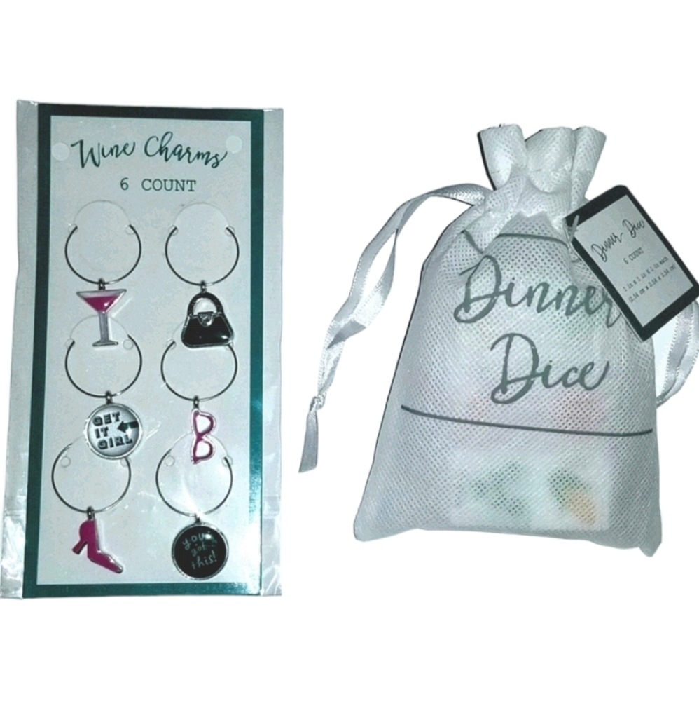 Dinner Dice + Wine Charms Party Favors Bridal Shower Table Gifts Housewarming
